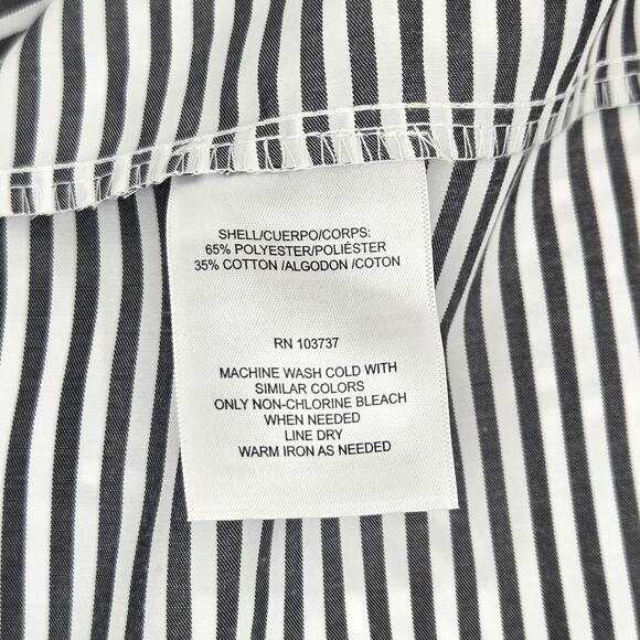 Donna Morgan Dress Womens 6 White Black Stripe Cotton Blend Ruffle Hem Back Zip - Picture 12 of 12